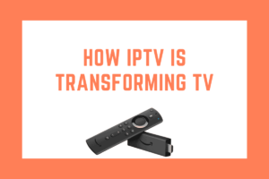 Graphic illustrating IPTV technology's impact on the TV industry with streaming devices and interactive content
