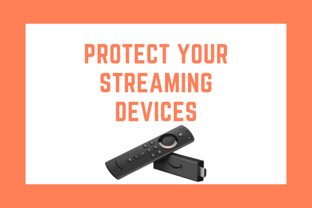 Secure IPTV streaming devices with protection icons, highlighting safety measures like VPNs and strong passwords.